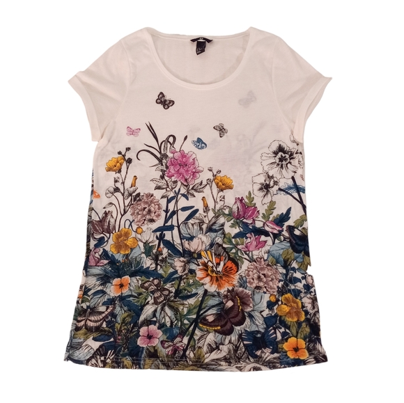 H&M Floral Print Tunic Tee Shirt | US XS - Picture 4 of 5